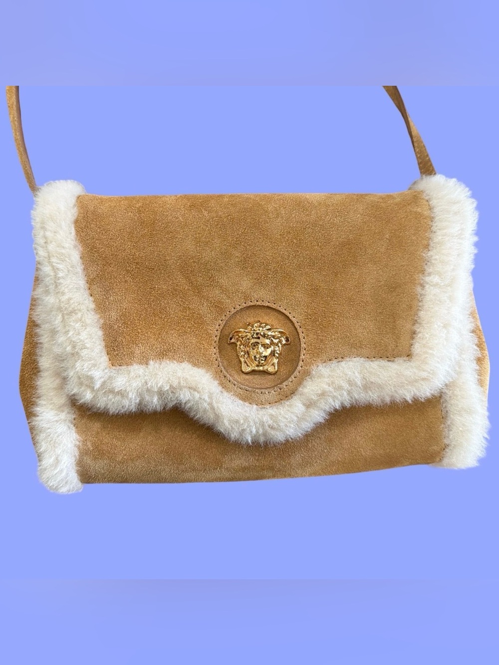 Versace Medusa Suede Sherpa Crossbody Bag - Picture 17 of 17